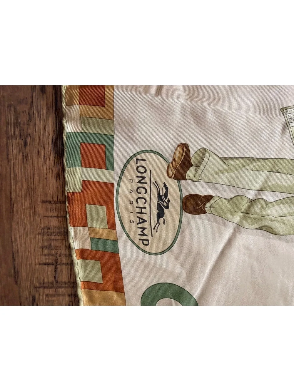 Longchamp Paris Vintage Silk Scarf with Time and Calendar Motif